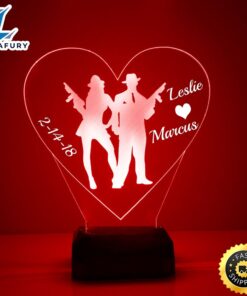 Bonnie & Clyde Love Heart Personalized Free Led Night Lamp
