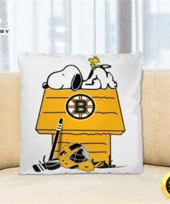 Boston Bruins NHL Hockey Snoopy Woodstock The Peanuts Movie Pillow Square Pillow