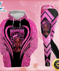 Breast Cancer Awareness Black Women Warrior Hoodie Leggings Set Survivor Gifts For Women Clothing Clothes Outfits