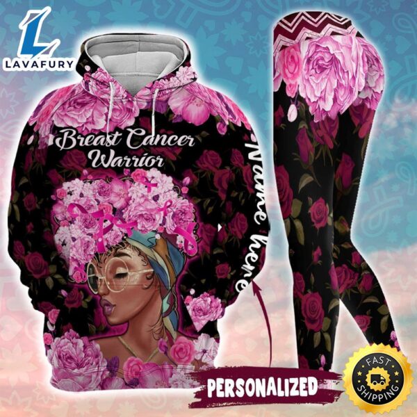 Breast Cancer Awareness Black Women Warrior Hoodie Leggings Set Survivor Gifts For Women Clothing Clothes Outfits HT_4450