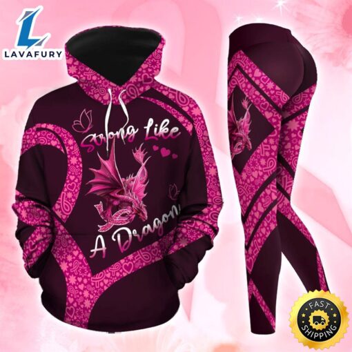 Breast Cancer Awareness Dragon Hoodie Leggings Set Survivor