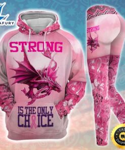 Breast Cancer Awareness Dragon Hoodie Leggings Set Survivor Gifts