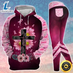 Breast Cancer Awareness Faith Cross Hoodie Leggings Set Survivor Gifts For Women Clothing Clothes Outfits