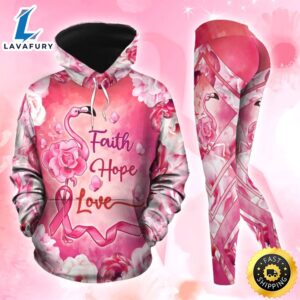 Breast Cancer Awareness Flamingo Hoodie Leggings Set Survivor Gifts For Women Clothing Clothes Outfits