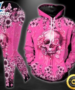 Breast Cancer Awareness Skull Hoodie Leggings Set Survivor Gifts For Women Clothing Clothes Outfits