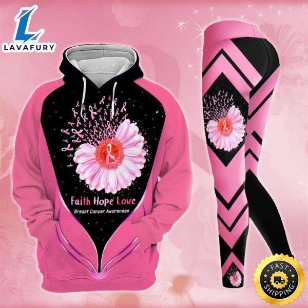 Breast Cancer Awareness Sunflower Hoodie Leggings Set Survivor Gifts For Women Clothing Clothes Outfits