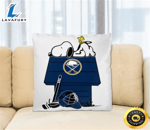 Buffalo Sabres NHL Hockey Snoopy Woodstock The Peanuts Movie Pillow Square Pillow