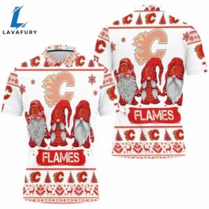 Calgary Flames Christmas Gnomes Polo Shirt