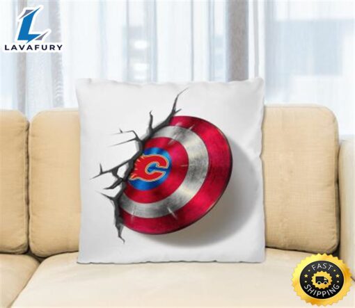 Calgary Flames NHL Hockey Captain America’s Shield Marvel Avengers Square Pillow