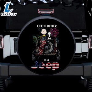 Charlie Brown And Snoopy Life Is Better In A Jeep Car Spare Tire Covers Gift For Campers 1 1