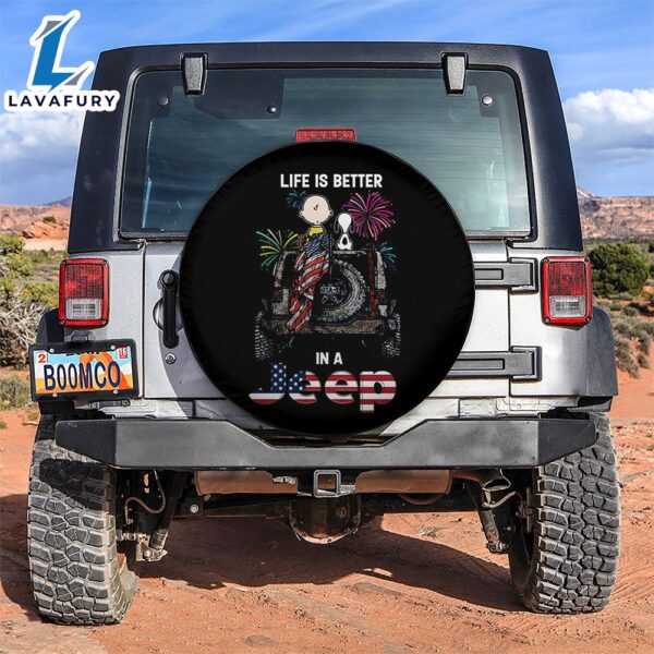 Charlie Brown And Snoopy Life Is Better In A Jeep Car Spare Tire Covers Gift For Campers