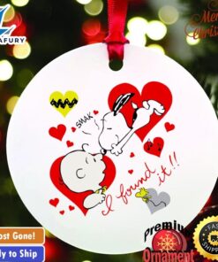 Charlie Brown And Snoopy Smak I Found It Valentine Hearts Ornament Tree Decoration