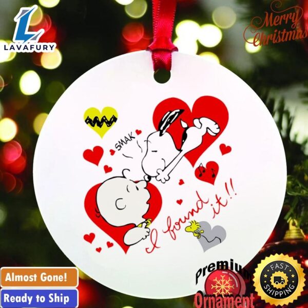 Charlie Brown And Snoopy Smak I Found It Valentine Hearts Ornament Tree Decoration