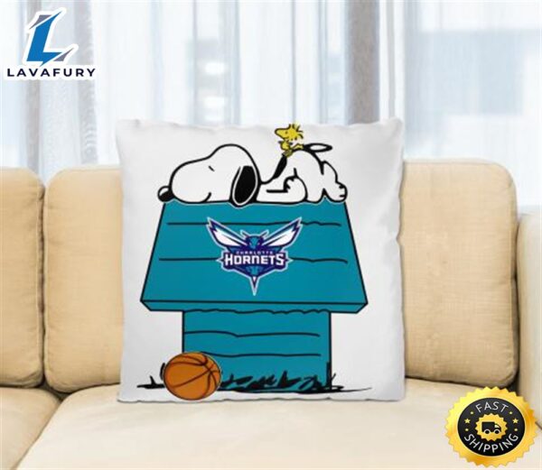 Charlotte Hornets NBA Basketball Snoopy Woodstock The Peanuts Movie Pillow Square Pillow