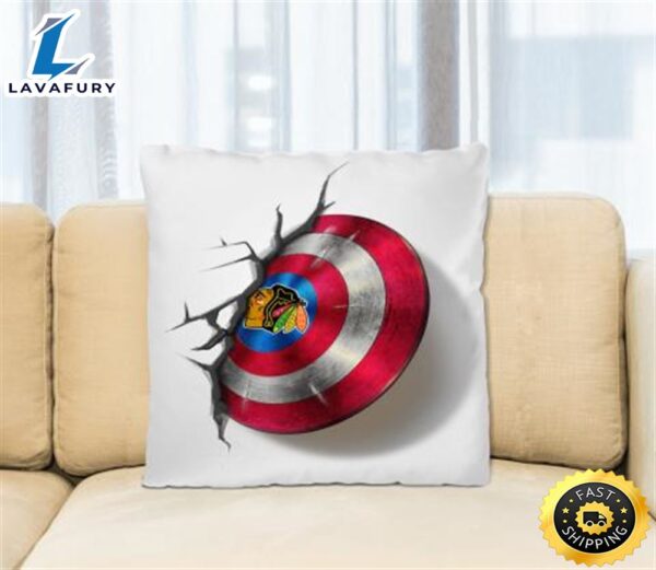 Chicago Blackhawks NHL Hockey Captain America’s Shield Marvel Avengers Square Pillow