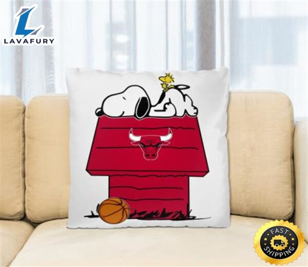 Chicago Bulls NBA Basketball Snoopy Woodstock The Peanuts Movie Pillow Square Pillow