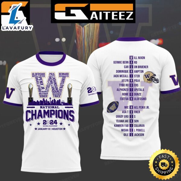 College Football Playoff 2024 National Champions Washington Huskies Merchandise All Over Print Shirt