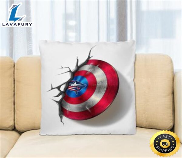 Columbus Blue Jackets NHL Hockey Captain America’s Shield Marvel Avengers Square Pillow