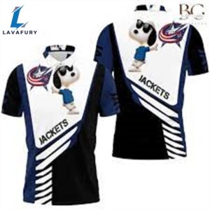 Columbus Blue Jackets Snoopy For Fans 3D Polo Shirt All Over Print Shirt