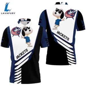 Columbus Blue Jackets Snoopy For Fans 3d Polo Shirt