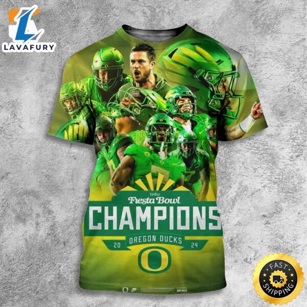 Congrats To Oregon Ducks Football Win The 2024 Vrbo Fiesta Bowl Champions NCAA College Football All Over Print Shirt