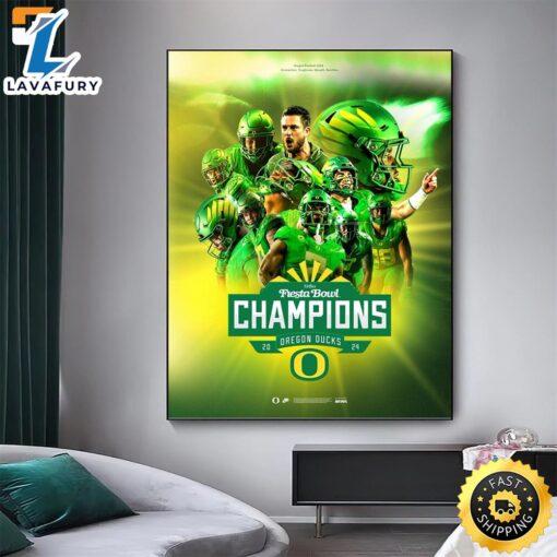 Congrats To Oregon Ducks Football Win The 2024 Vrbo Fiesta Bowl Champions NCAA College Football Home Decor Poster Canvas