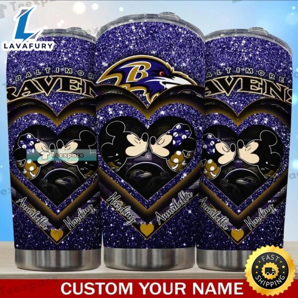 Custom Baltimore Ravens Mickey Minnie Valentine Tumbler