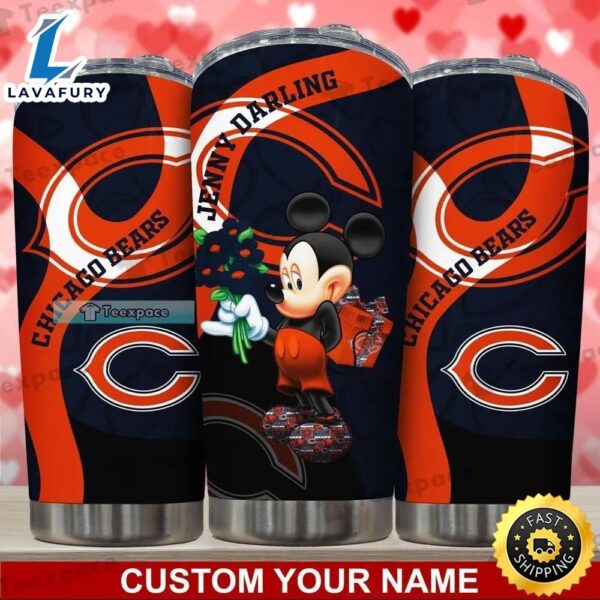 Custom Chicago Bears Mickey Valentine Tumbler