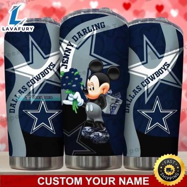 Custom Dallas Cowboys Loving Mickey Valentine Tumbler