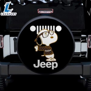 Cute Snoopy With Jeep Car Spare Tire Covers Gift For Campers
