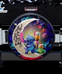 Cute Stitch Frog Icecream Love You To The Moon Galaxy Car Spare Tire Covers Gift For Campers
