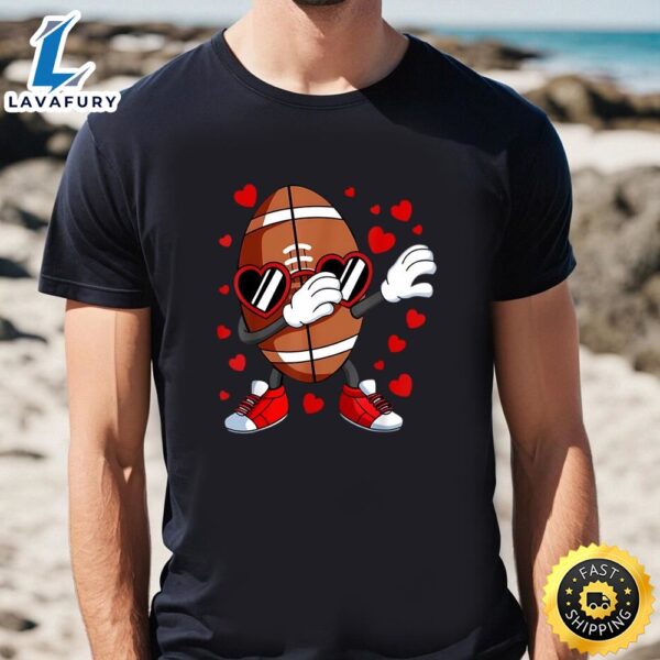 Dabbing Football Heart Glasses Valentines Day On T-shirt