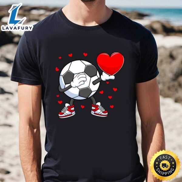 Dabbing Soccer Heart Valentine’s Day Football Player Gift T-Shirt