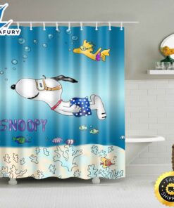 Dafield Shower Curtain Snoopy Peanuts Cartoon Dinosaur Seaworld Owl World Map