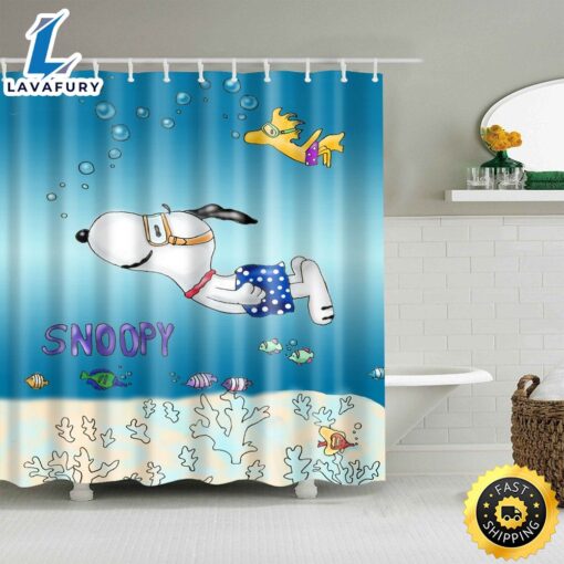 Dafield Shower Curtain Snoopy Peanuts Cartoon Dinosaur Seaworld Owl World Map