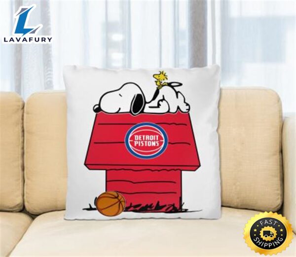 Detroit Pistons NBA Basketball Snoopy Woodstock The Peanuts Movie Pillow Square Pillow