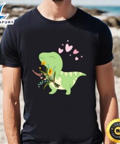 Dino Flower Delivery Valentine Day Dinosaur Love T-Shirt