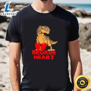 Dinosaur Broken Heart Valentine Day T-Shirt