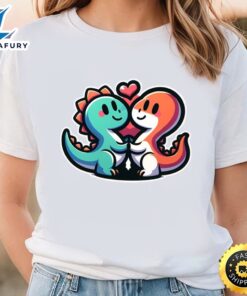 Dinosaur Couple Cartoon Valentine T-Shirt