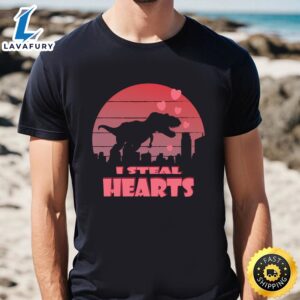 Dinosaur I Steal Hearts Valentine T-Shirt