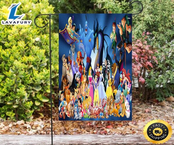 Disney All Characters Mickey Minnie Goofy Donald Pooh Lion King Princess 3 Double Sided Printing Garden Flag