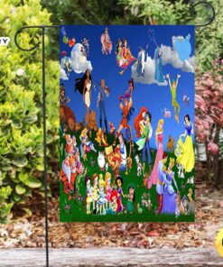 Disney All Characters Mickey Minnie Goofy Donald Pooh Lion King Princess 4 Double Sided Printing Garden Flag