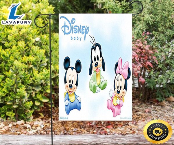 Disney Characters Baby Mickey Minnie Goofy Double Sided Printing Garden Flag