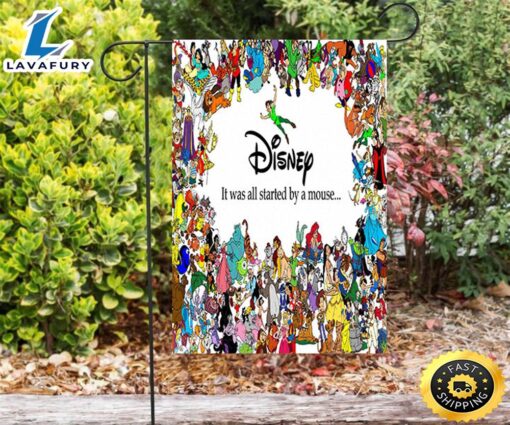 Disney Characters It Was Started By A Mouse Double Sided Printing Garden Flag