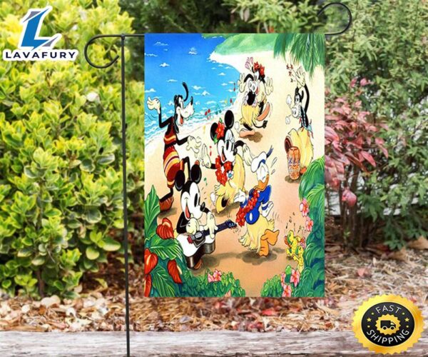 Disney Characters Mickey Goofy Donald Dancing Double Sided Printing Garden Flag