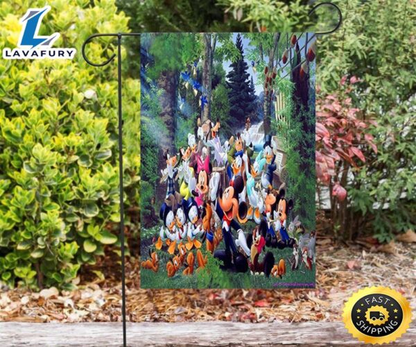 Disney Characters Mickey Goofy Donald Duck Play Music 2 Double Sided Printing Garden Flag