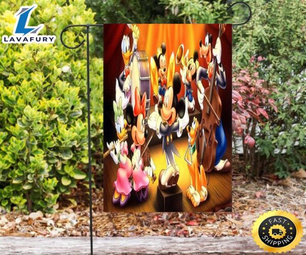 Disney Characters Mickey Goofy Donald Duck Play Music Double Sided Printing Garden Flag