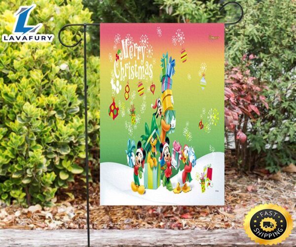 Disney Characters Mickey Goofy Donald Merry Christmas Double Sided Printing Garden Flag