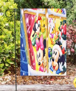 Disney Characters Mickey Goofy Pluto Donald Merry Christmas Double Sided Printing Garden Flag