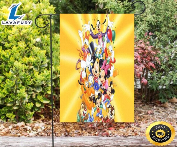 Disney Characters Mickey Minnie Goofy Donald Pooh Double Sided Printing Garden Flag